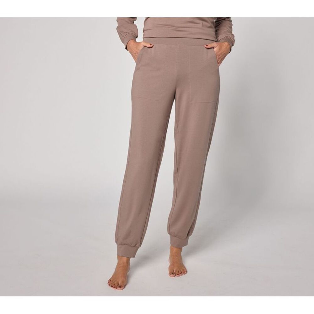 SUNNYLiFE Women's Pants Sz 2XS Tall Cozy Knit French Terry Slim Leg Brown